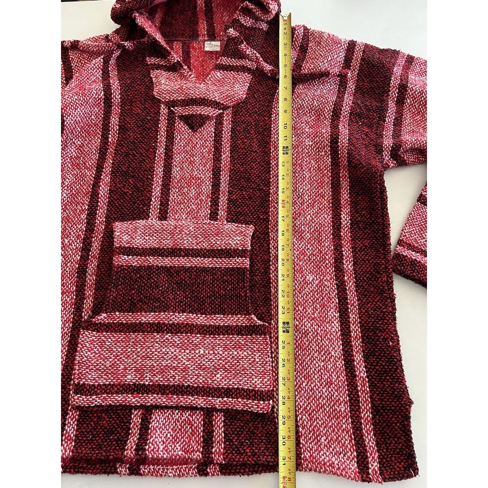 Artesanías Cuamatzi Baja Hoodie XXL Mexican Jerga Drug Rug Pullover Red Black - Picture 7 of 10